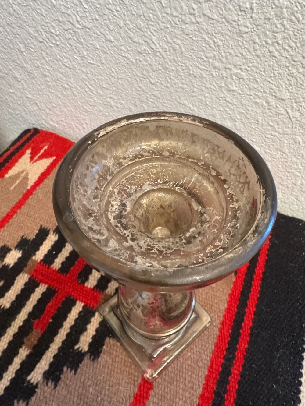 Antique-Style Silver/Gold Mercury Glass Candle Holder